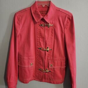 Lauren Jeans Co. Jacket Zip & Lobster Claw Closure Coral Pockets Nautical Sz M